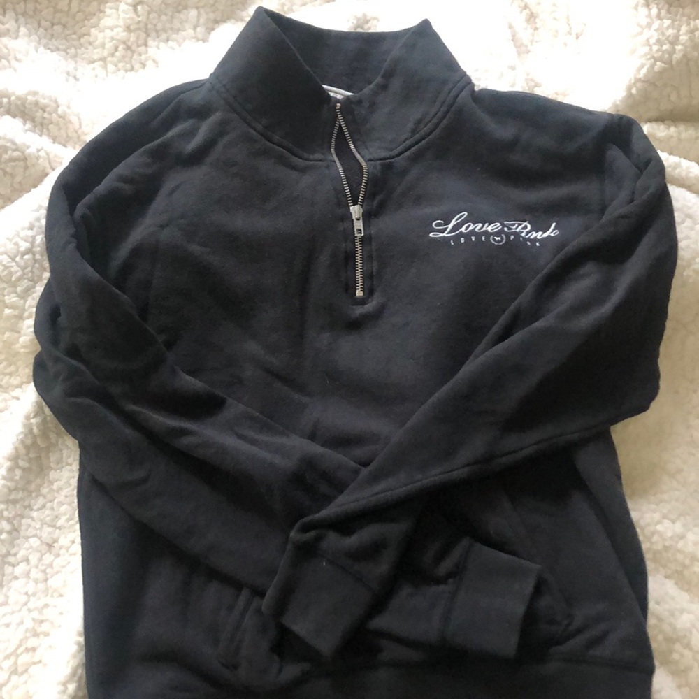 Victoria’s Secret PINK 3/4 Zip- Black Small - Picture 1 of 4